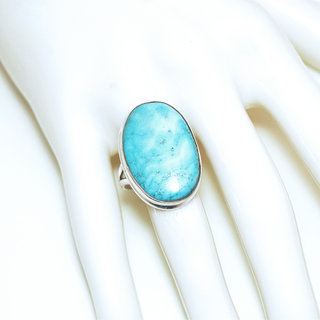 Bijoux ethniques indiens bague en argent 925 massif chevalire filigranes femme homme large grande ovale et pierre fine vraie turquoise naturelle vritable npalais - Npal 161 b