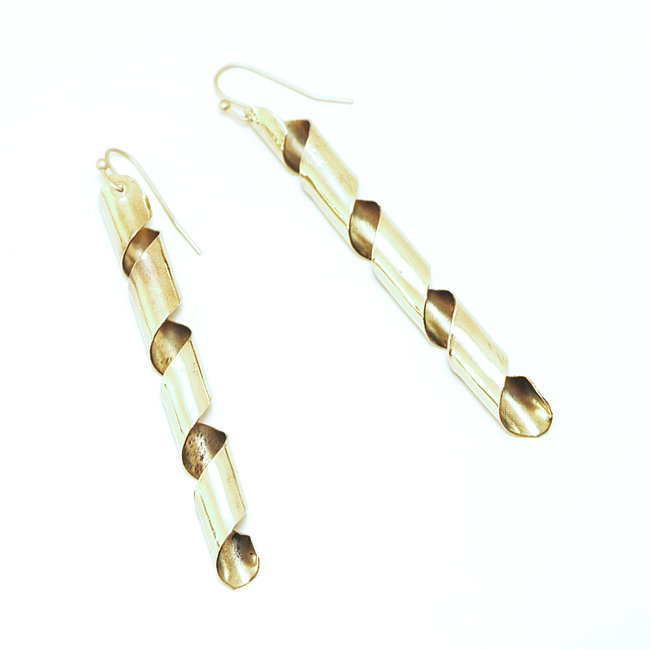 Boucles d'oreilles twist en bronze doré - Mali 087