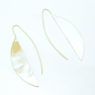 Bijoux ethniques Africains boucles d'oreilles femmes pendantes longues demi-lunes cercles lisses peul fulani bronze dor or - Mali 101 c