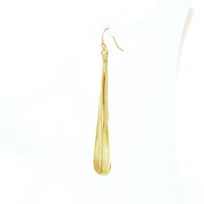 Boucles d'oreilles pendantes tiges lisses en bronze doré - Mali 124
