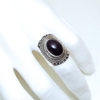 Bijoux ethniques Indiens bague chevalire argent 925 et pierre fine Filigrane Amthyste violet - Inde 003 b 