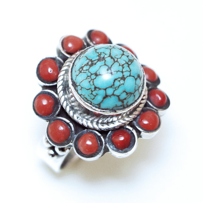 bague en argent turquoise et corail bague en argent turquoise et corail