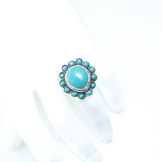 Bijoux ethniques indiens bague en argent 925 et pierre fine turquoise naturelle goutte npalais - 173 Npal b