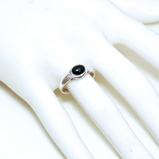 Bijoux ethniques Indiens bague argent 925 massif ovale filigranes pierre fine Onyx noir - Inde 168 b