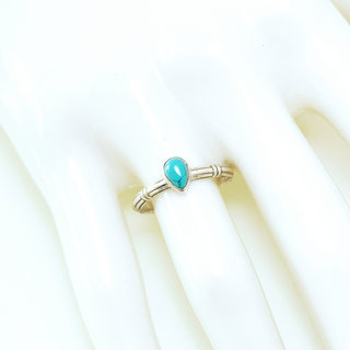 Bijoux ethniques Indiens bague argent 925 massif petite goutte grave pierre fine Pierre fine howlite Turquoise - Inde 171 b