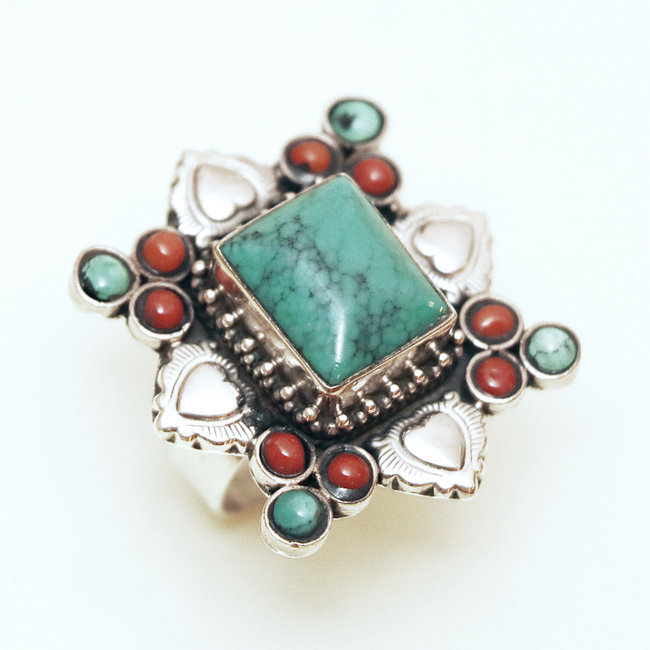 bague en argent turquoise et corail bague en argent turquoise et corail