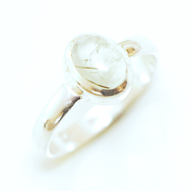 Bague fine ovale en argent 925 et Opale jaune - Inde 126