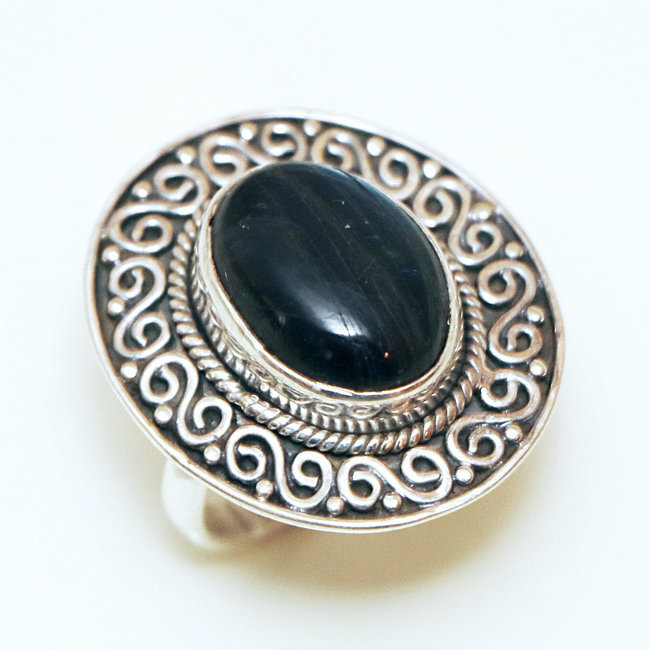 Bague argent 925 ovale filigranes et Labradorite - Inde 183