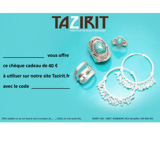 chque cadeau carte Bijoux ethniques homme jeune femme ide bon achat offrir 40 euros a