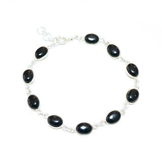 Bijoux Indiens Ethniques bracelet en argent 925 Rang pierre fine ovale - Inde 001 Onyx noir