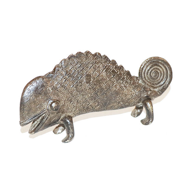 Caméléon en bronze dogon art africain 12 cm - Mali 001S B