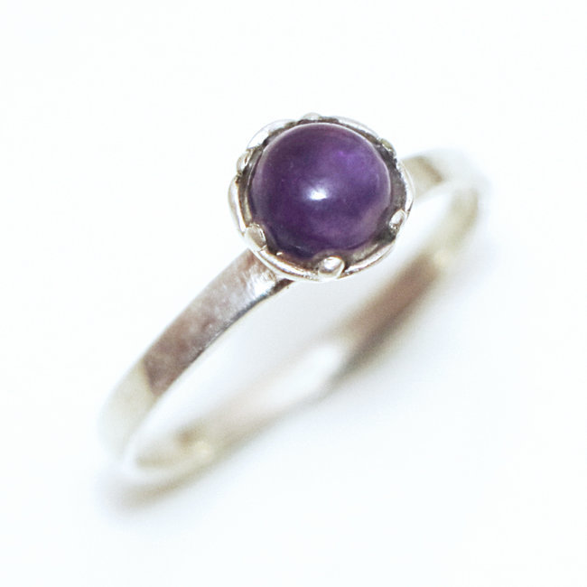 Bague ronde filigranes argent 925 et Améthyste violet - Inde 194