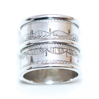 Bijoux ethniques touareg bague en argent 925 massif anneau alliance de mariage duo homme femme large grave - Niger 175 c