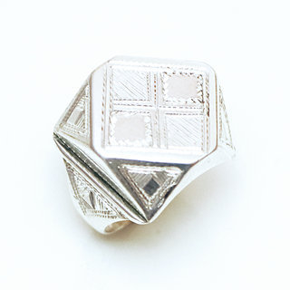 Bijoux ethniques touareg bague en argent 925 massif chevalire homme femme large grave - Niger 181 a