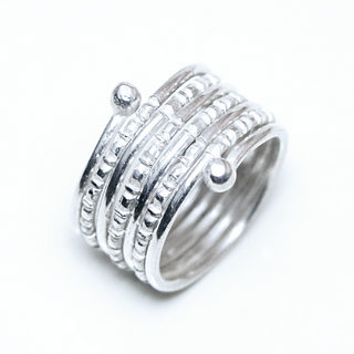 Bijoux ethniques touareg berbres bague en argent 925 massif femme semainier sept anneaux plusieurs multi contemporaine spirale de phalange design grave - Niger 188 c