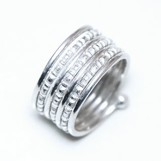 Bijoux ethniques touareg berbres bague en argent 925 massif femme semainier sept anneaux plusieurs multi contemporaine spirale de phalange design grave - Niger 188 a