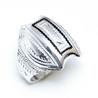 Bijoux ethniques touareg berbres bague chevalire en argent 925 massif femme homme longue gravure prnom personnalis personnalisable grav bois d'bne - Niger 050 a