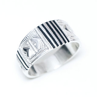 Bijoux ethniques touareg berbres bague en argent 925 massif femme homme anneau alliance mixte mariage gravure prnom personnalis grav fin bois d'bne - Niger 058 a