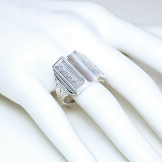 Bijoux ethniques touareg berbres bague en argent 925 massif homme femme chevalire volume mixte large gravure prnom personnalise grave rectangle - Niger 202 b