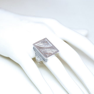 Bijoux ethniques touareg berbres bague en argent 925 massif homme femme chevalire volume mixte large gravure date prnom personnalise grave rectangle - Niger 213 b