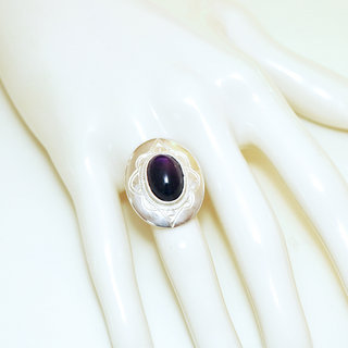 Bijoux ethniques touareg bague argent 925 femme pierres semi-prcieuses amthyste violet grande ovale - Niger 003b