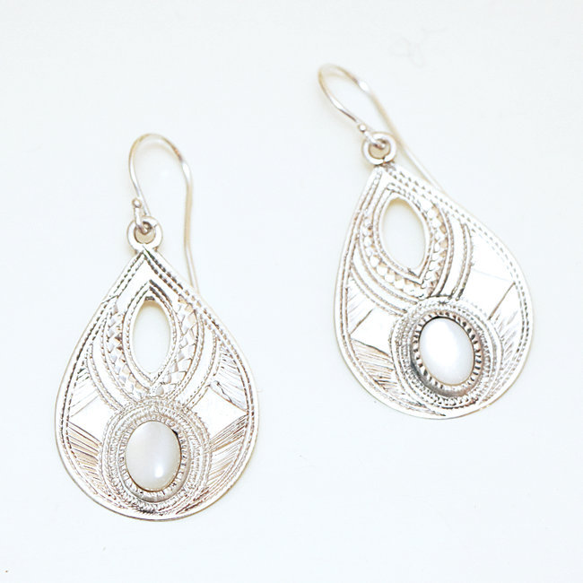 Boucles d'oreilles en argent 925 et Nacre - Niger 001