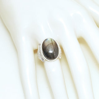 Bijoux ethniques touareg bague chevalire homme femme ovale grave argent 925 et pierre fine Labradorite - Niger 002 b