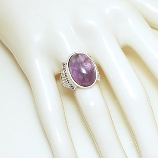 Bijoux ethniques touareg bague chevalire homme femme ovale grave argent 925 et pierre fine Amthyste violet - Niger 002 b