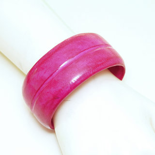 Bijoux ethniques Africains bracelet manchette cuir femme touareg ouvert medium ligne - Mali 005 rose fushia b