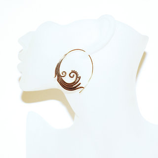 Bijoux Indiens Ethniques boucles d'oreilles pendants croles cercles rondes dores spirales filigranes boho gipsy bohme en bronze dor or - Inde 044 b
