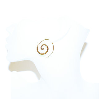 Bijoux Indiens Ethniques boucles d'oreilles pendants croles cercles rondes dores spirales desing boho gipsy bohme en bronze dor or - Inde 056 b