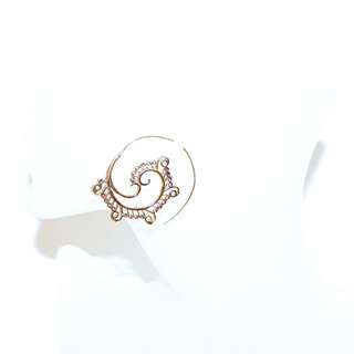 Bijoux Indiens Ethniques boucles d'oreilles pendants croles cercles rondes dores spirales filigranes boho gipsy bohme en bronze dor or - Inde 059 b