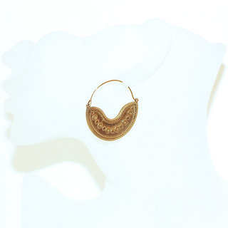 Bijoux Indiens Ethniques boucles d'oreilles pendants croles cercles rondes dores perles perles filigranes boho gipsy bohme romaines etrusques en bronze dor or grave - Inde 069 b