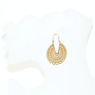 Bijoux Indiens Ethniques boucles d'oreilles pendants croles cercles rondes dores spirales filigranes boho gipsy bohme en bronze dor or - Inde 070 b