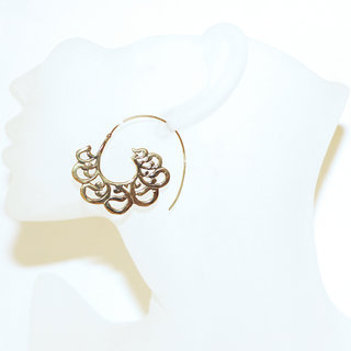 Bijoux Indiens Ethniques boucles d'oreilles pendants croles cercles rondes dores spirales filigranes boho gipsy bohme en bronze dor or - Inde 081 b