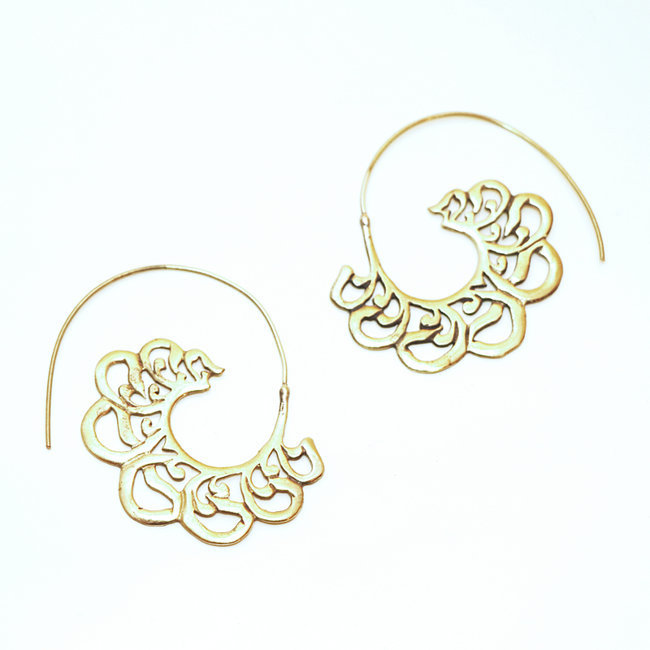 Boucles d'oreilles créoles filigranes dorées - Inde 081