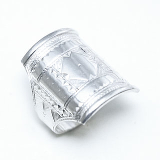 Bijoux ethniques touareg berbres bague en argent 925 massif homme femme chevalire large grave carre - Niger 226 a