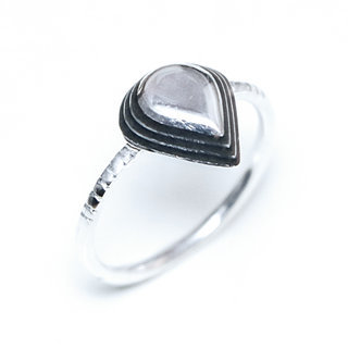 Bijoux touareg ethniques berbres bague en argent 925 massif femme fille fine petite discrte goutte poudre d'bne - Niger 072 a