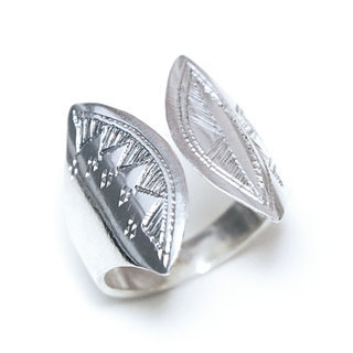 Bijoux ethniques touareg berbres bague en argent 925 massif femme homme papillon rglable ajustable ronde grave gravure personnalisable ouverte - Niger 237 a