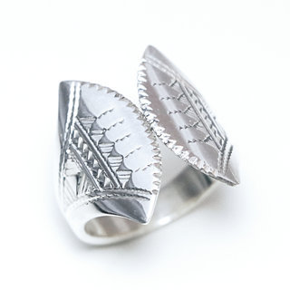 Bijoux ethniques touareg berbres bague en argent 925 massif femme homme papillon rglable ajustable ronde grave gravure personnalisable ouverte - Niger 238 a