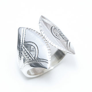 Bijoux ethniques touareg berbres bague en argent 925 massif femme homme papillon rglable ajustable ronde grave gravure personnalisable ouverte - Niger 239 a