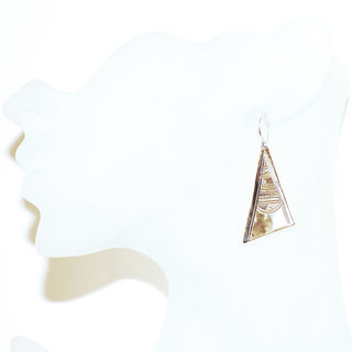 Bijoux ethniques touareg boucles d'oreilles en argent 925 massif femme pendantes longues plates graves triangle - Niger 089b