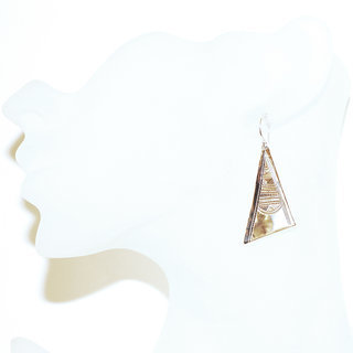 Bijoux ethniques touareg boucles d'oreilles en argent 925 massif femme pendantes longues plates graves triangle - Niger 089b