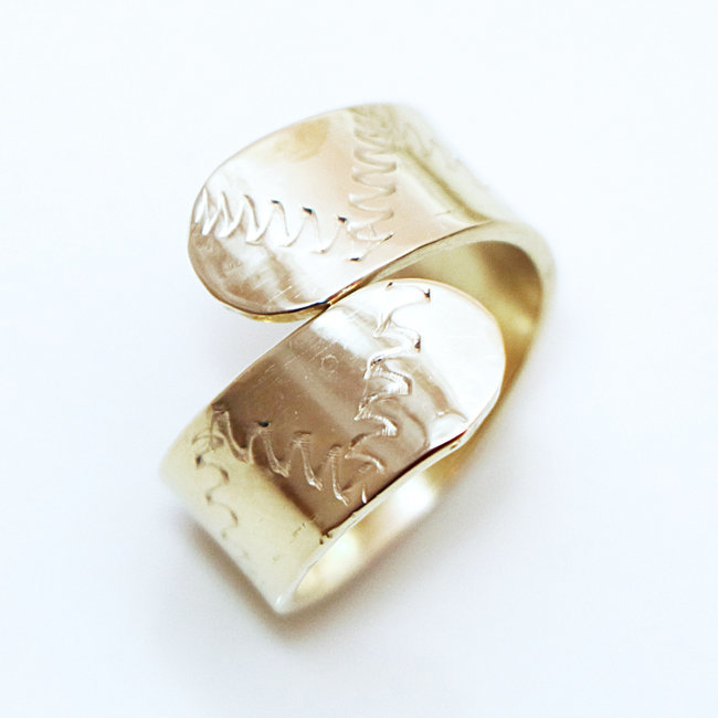 Bague anneau bandeau gravé Peul-Fulani réglable bronze doré - Mali 051