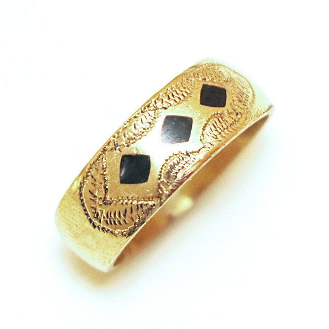 Bague bronze doré anneau fin et ébène - Mauritanie 020