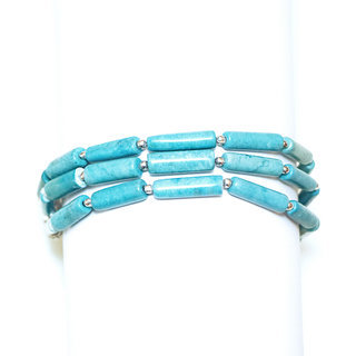 Bijoux Ethniques indiens bracelet multi-rangs turquoise claiton plaqu argent 925 et pierres perles npalais tibtain - Nepal 026 a