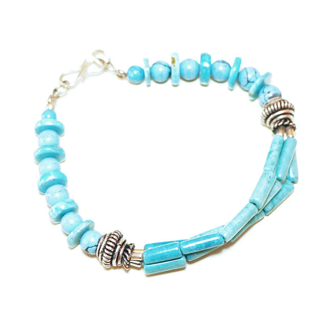 Bracelet argenté et Turquoise - Népal 027