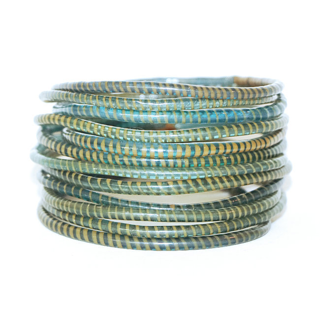 Lot de 12 bracelets Jokko en plastique recyclé Brun bronze - Mali 053