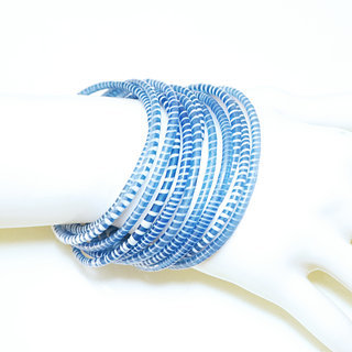 Bijoux Africains Bracelet Jokko Plastique Recyclé Tendance Ethniques Bleu transparent Lot de 12 - Mali 056 b