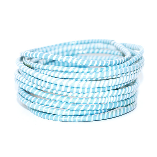 Lot de 12 bracelets Jokko en plastique recyclé Bleu dragée - Mali 058